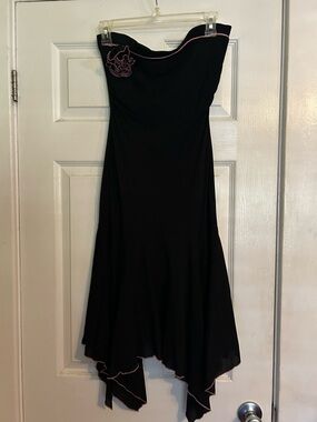 zinc Strapless Black Dress with Pink Trim Accents